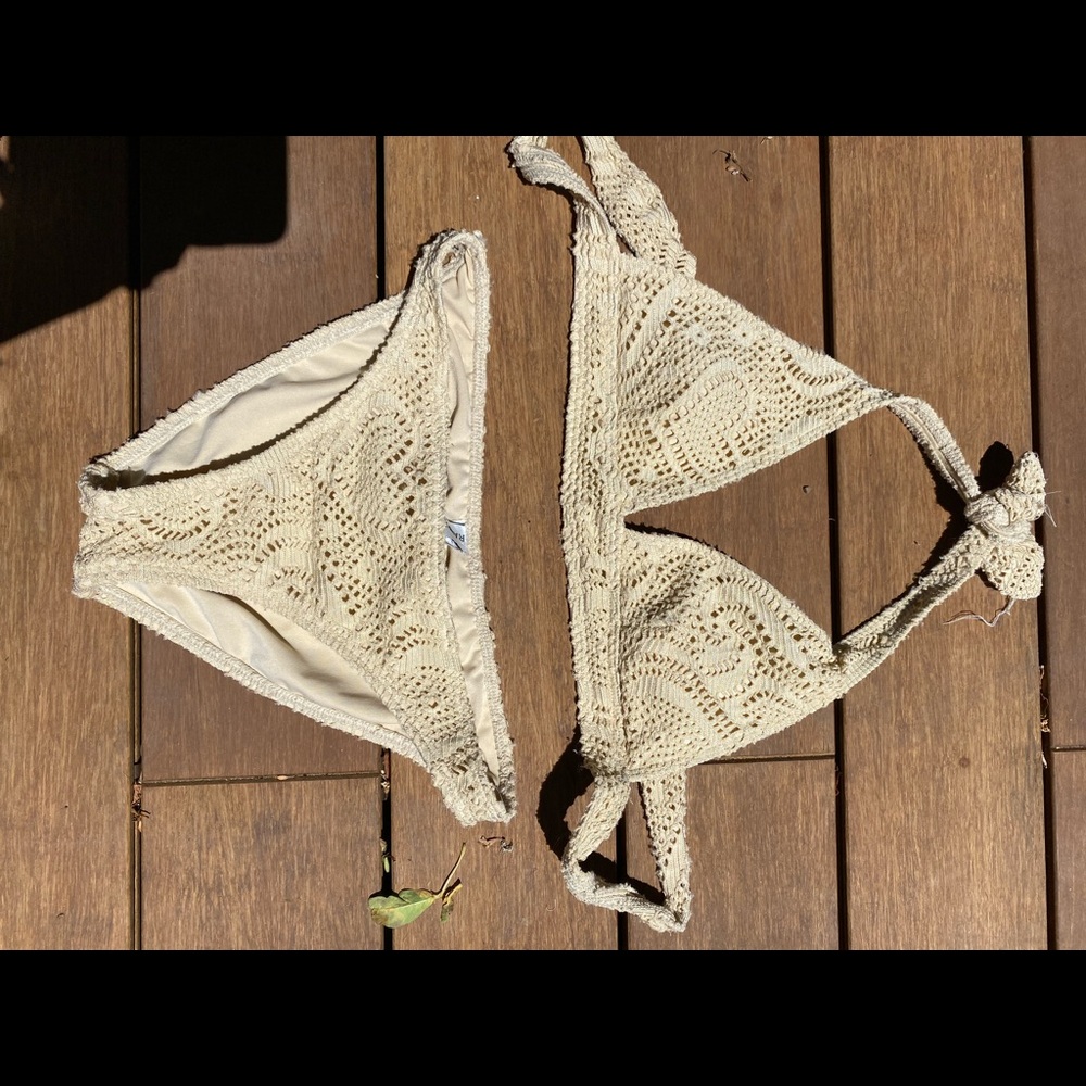 Beige knit womens swimsuit